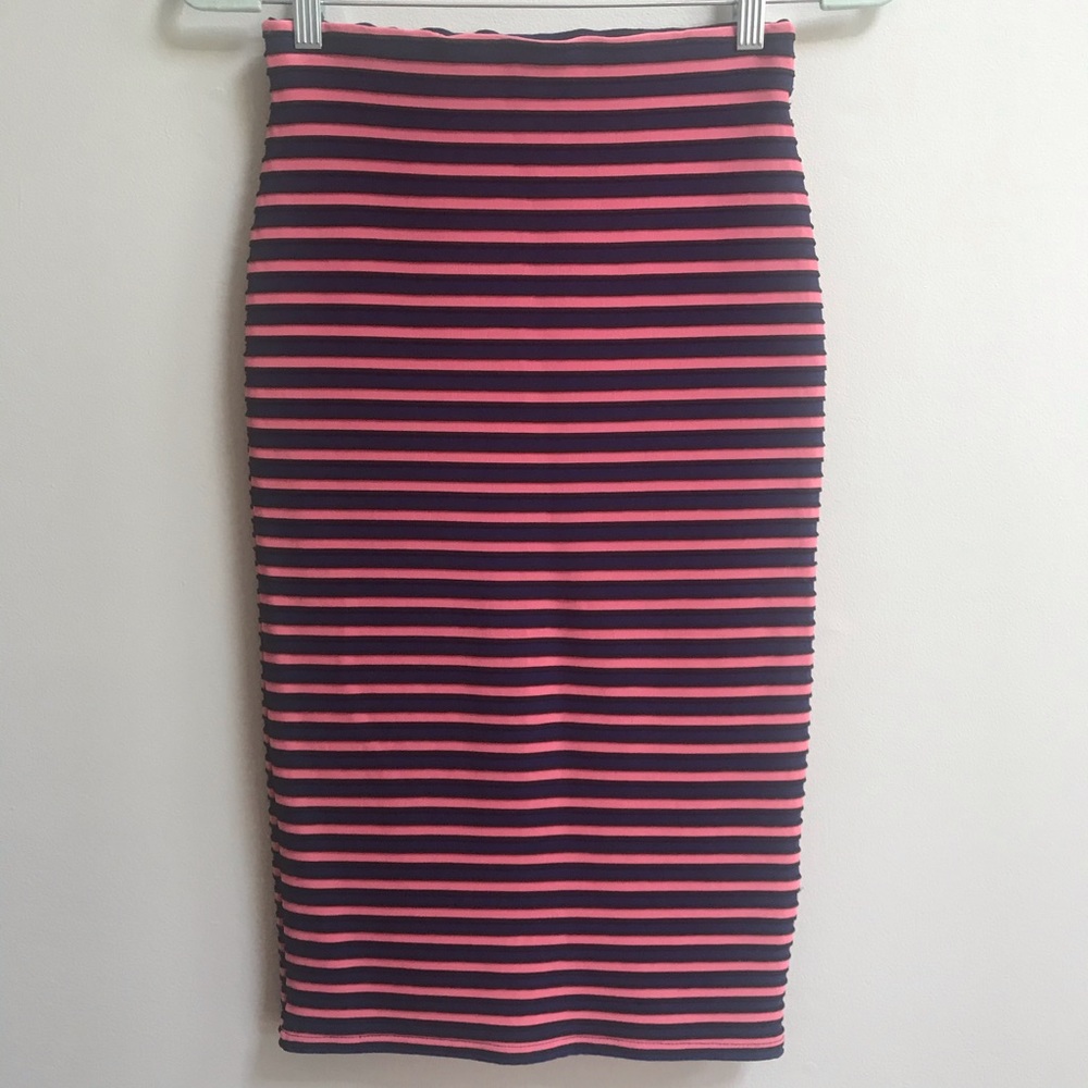 TOPSHOP Textured Striped Midi Pencil Skirt Size 4